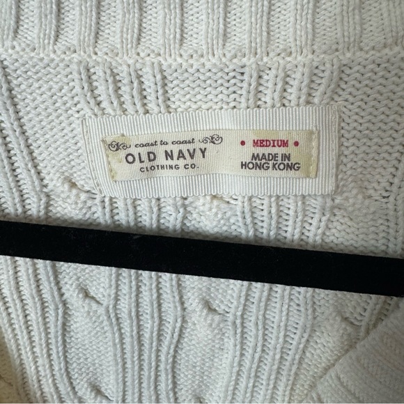 Old Navy Y2K 2007 Women's Button-Up Cable Knit Cardigan Cream 100% Cotton Sz Med - Picture 3 of 11